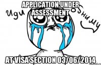 Application under assessment at Visa Section 03/06/2014