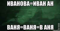 ИВАНова=Иван Ан Ваня=вАНЯ=В Аня