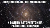 Подпишись на "Племя пасанов" И будешь авторитетом на райончике, отвечаю