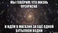 Мы говорим, что жизнь прекрасна и идём в магазин за ещё одной бутылкой водки