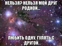 Нельзя? Нельзя мой друг родной... Любить одну, гулять с другой