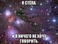 Я Стёпа. И я ничего не хочу говорить.