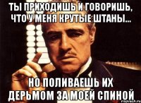 ты приходишь и говоришь, что у меня крутые штаны... но поливаешь их дерьмом за моей спиной