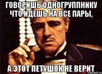 Говоришь одногруппнику что идешь на все пары, А этот петушок не верит