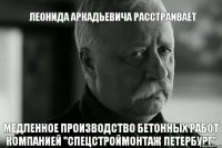 Леонида Аркадьевича расстраивает медленное производство бетонных работ компанией "СПЕЦСТРОЙМОНТАЖ ПЕТЕРБУРГ"