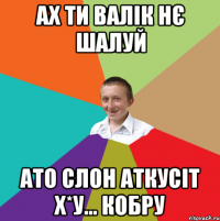 Ах ти Валік нє шалуй Ато слон аткусіт х*у... Кобру