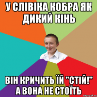 У Слівіка кобра як дикий кінь Він кричить їй "стій!" а вона не стоїть