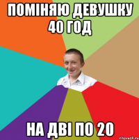 Поміняю девушку 40 год на дві по 20