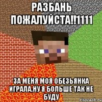 Разбань пожалуйста!!1111 За меня моя обезьянка играла,ну я больше так не буду