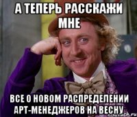 а теперь расскажи мне все о новом распределении арт-менеджеров на весну