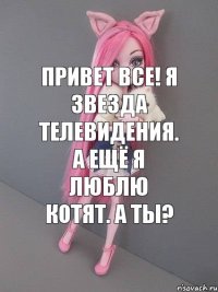 Привет все! Я звезда телевидения. А ещё я люблю котят. А ты?