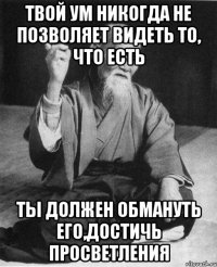 Твой ум никогда не позволяет видеть то, что есть Ты должен обмануть его,достичь просветления