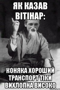 Як казав вітінар: Коняка хороший транспорт тіки вихлопна високо