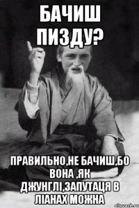 Бачиш пизду? правильно,не бачиш,бо вона ,як джунглі,запутаця в ліанах можна