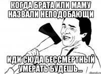 Когда брата или маму назвали неподобающи Иди сюда бессмертный умерать будешь...