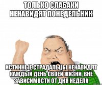 только слабаки ненавидят понедельник истинные страдальцы ненавидят каждый день своей жизни, вне зависимости от дня недели