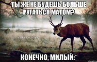 Ты же не будешь больше ругаться матом? Конечно, милый:*