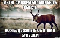 мы не сможем больше быть вместе но я буду жалеть об этом в будущем