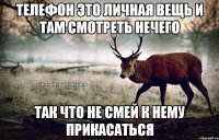 телефон это личная вещь и там смотреть нечего так что не смей к нему прикасаться