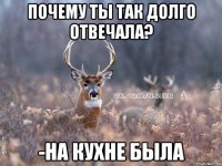 Почему ты так долго отвечала? -На кухне была