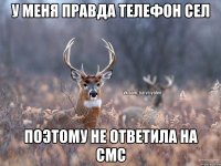 у меня правда телефон сел поэтому не ответила на смс