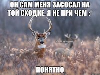 он сам меня засосал на той сходке. я не при чем :* понятно