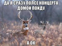 да я сразу полсе концерта домой пойду а ок