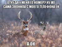 откуда у меня её номер? ну же сама звонила с моего телефона ей а ок