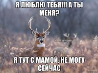 Я люблю тебя!!! А ты меня? Я тут с мамой, не могу сейчас