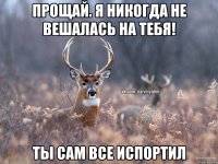 Прощай. Я никогда не вешалась на тебя! Ты сам все испортил