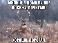 Милый, я дома лучше посижу, почитаю. Хорошо, дорогая.