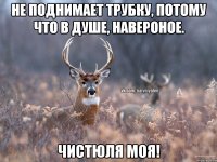 не поднимает трубку, потому что в душе, навероное. чистюля моя!