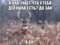 а она знает что у тебя девушка есть? ДА ЗАЙ а ок!