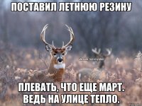 Поставил летнюю резину Плевать, что еще март. Ведь на улице тепло.