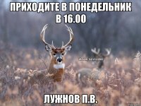 Приходите в понедельник в 16.00 Лужнов П.В.