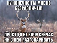 Ну конечно ты мне не безразличен! Просто,я не хочу сейчас ни с кем разговаривать