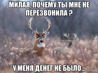 Милая, почему ты мне не перезвонила ? У меня денег не было...