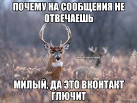 ПОЧЕМУ НА СООБЩЕНИЯ НЕ ОТВЕЧАЕШЬ МИЛЫЙ, ДА ЭТО ВКОНТАКТ ГЛЮЧИТ