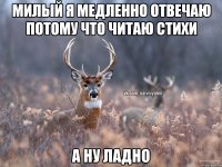 милый я медленно отвечаю потому что читаю стихи а ну ладно