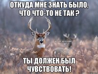 Откуда мне знать было, что что-то не так ? Ты должен был чувствовать!