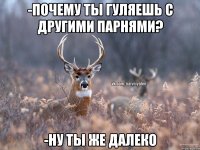 -почему ты гуляешь с другими парнями? -ну ты же далеко