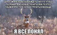 дорогой,я не хочу тебя обидеть так что ,чтобы ты понял..я не хочу встречаться не то что с тобой я просто не хочу встречаться вообще.. Я все понял