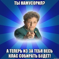 Ты намусорил? А теперь из за тебя весь клас собирать будет!