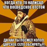 Когда кто-то написал что Воеводское отстой да как ты посмел холоп царское село обсирать?!