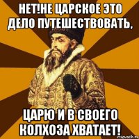 нет!не царское это дело путешествовать, царю и в своего колхоза хватает!