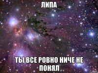 ЛИПА ТЫ ВСЕ РОВНО НИЧЕ НЕ ПОНЯЛ