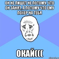 он не пишет не потому, что он занят, а потому что ему похер на тебя ОКАЙ(((