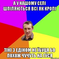 а у нашому селі шпіляються всі як кролі тікі з едіком не їбуця бо похож чучуть на гуся