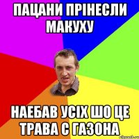 пацани прінесли макуху наебав усіх шо це трава с газона