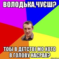 Володька,чуєш? Тобі в детстві мо хото в голову насрав?